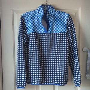 Blue and White Gingham Pullover